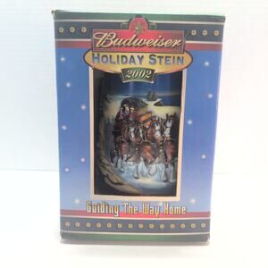 Vintage 2002 Budweiser Holiday Beer Stein Guiding The Way Home In Original Box